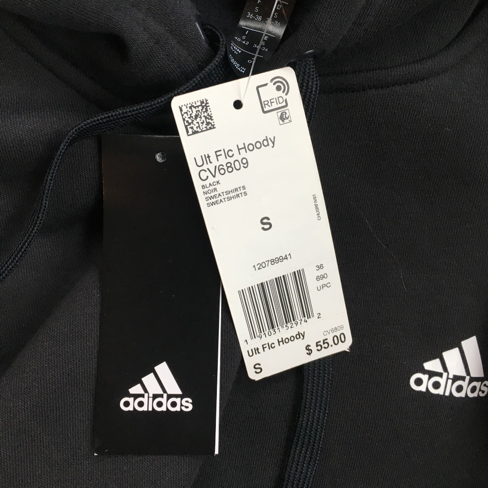 Adidas Hooded Black Sweatshirt-Size Small - Picture 6 of 7